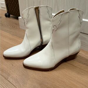 Free People White Heeled Western Boots